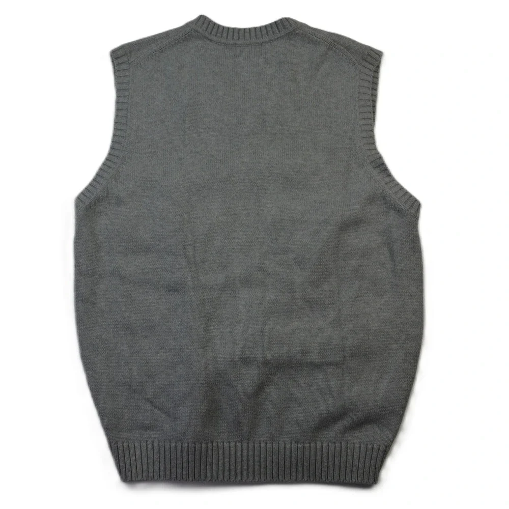 LLBean Mens‎ V Neck Sweater Vest Gray Cotton L REG Classic Preppy